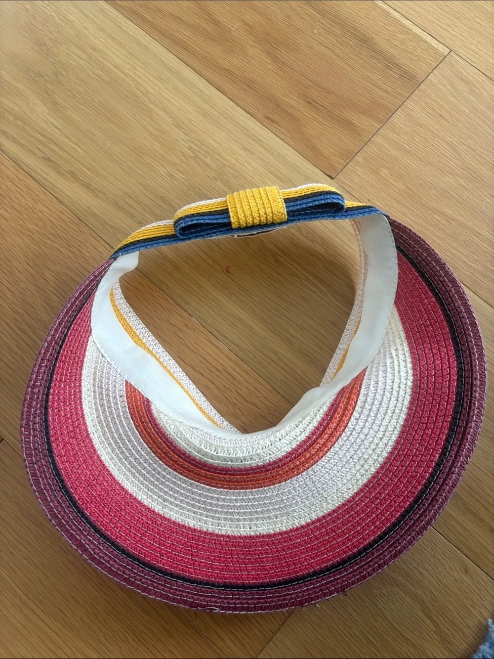 kate spade Multicolor Striped Straw Visor - Pink, Cream, Yellow, Blue, Orange